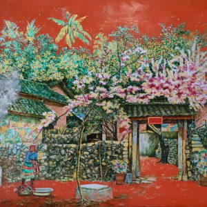 Phong cảnh Hà Giang tranh sơn mài họa sĩ Nguyễn Văn Nghĩa (1)